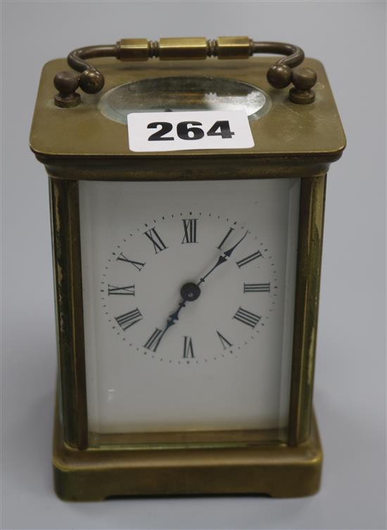 A brass carriage clock